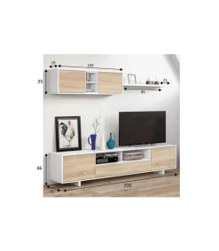 Mueble de salón Sirva en roble canadian/ blanco brillo, 46 cm(alto)200 cm(ancho)41 cm(largo)