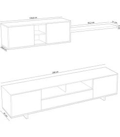 Mueble de salon Sirva 46 cm(alto)200 cm(ancho)41 cm(largo)