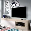 Mueble de televisión Arjona en acabado natural/blanco brillo 48 cm(alto)204 cm(ancho)42 cm(fondo)