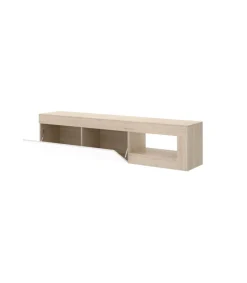 Mueble de televisión Arjona en acabado natural/blanco brillo 48 cm(alto)204 cm(ancho)42 cm(fondo)