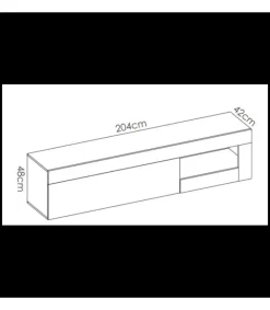 Mueble de televisión Arjona en acabado natural/blanco brillo 48 cm(alto)204 cm(ancho)42 cm(fondo)