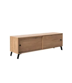 Mueble de televisión Kamet dos puertas correderas acabado roble gold, 52cm(alto) 160cm(ancho) 40cm(largo)