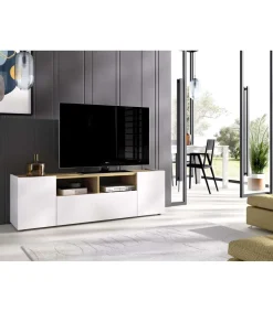 Mueble de televisión Laso en Blanco-Nordic 43.8 cm(alto)141.7 cm(ancho)34.7 cm(fondo)