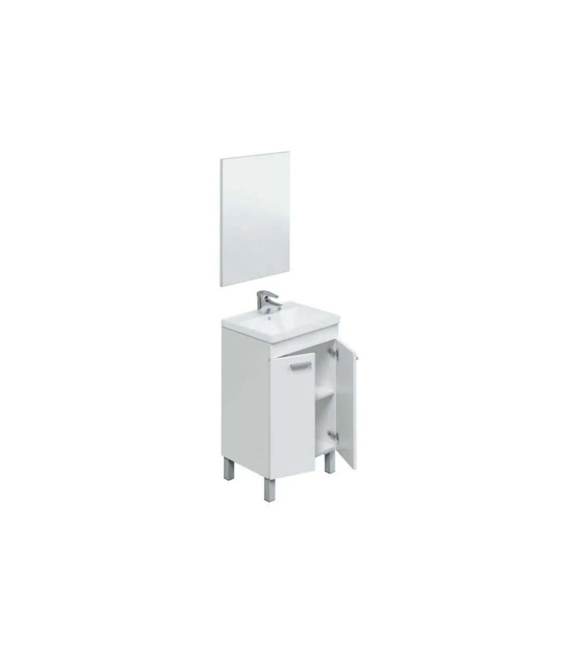 Mueble lavabo cerámico y espejo Konce en acabado blanco 80 cm(alto)50 cm(ancho)40 cm(largo)