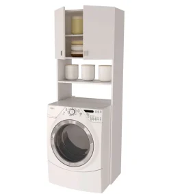 Mueble para lavadora en acabado blanco brillo 64 cm(ancho) 180 cm(altura) 36 cm(fondo)