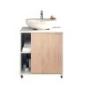 Mueble para tapar pie de lavabo Sintra acabado roble aurora, 64cm (alto) x 59cm (ancho) x 45cm (fondo).