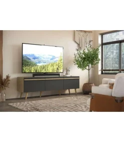 Mueble para televisión Md-Cabina en acabado gris 49cm(alto) 160cm(ancho) 38cm(largo)