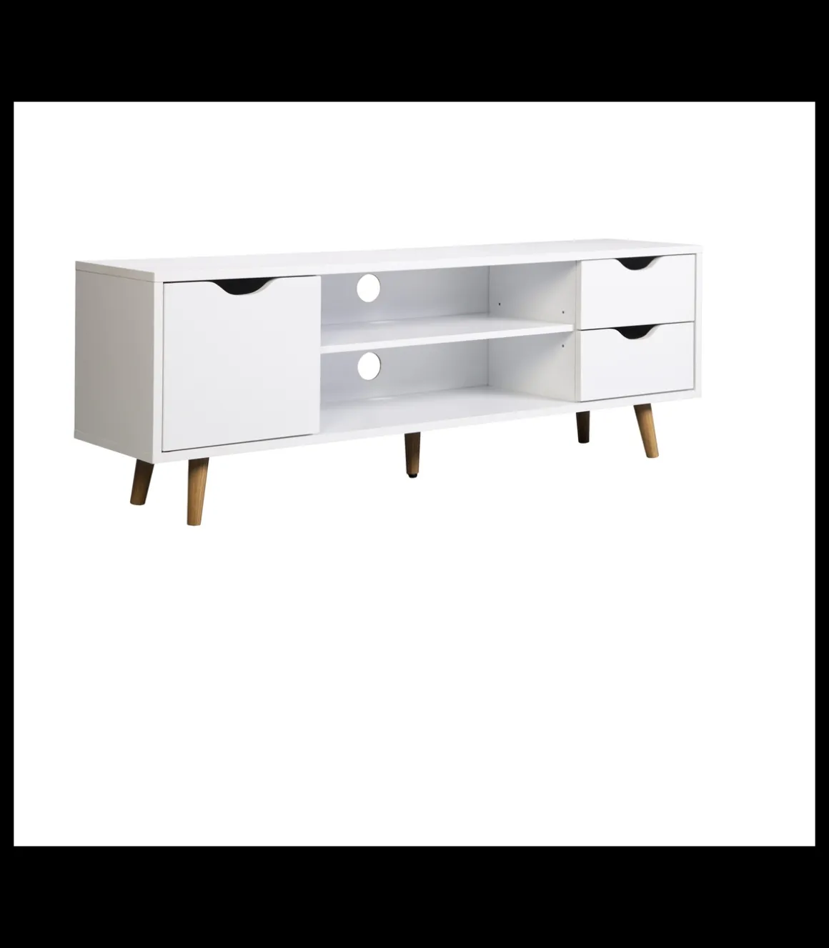 Mueble para televisión Md-Fiano 2 cajones 1puerta acabado blanco, 120cm(ancho) 41cm(altura) 28cm(fondo).