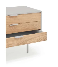 Mueble para televisión modelo Sierra 2 puertas 3 cajones acabado gris claro/roble, 40cm(ancho) 52cm(alto) 180cm (largo)