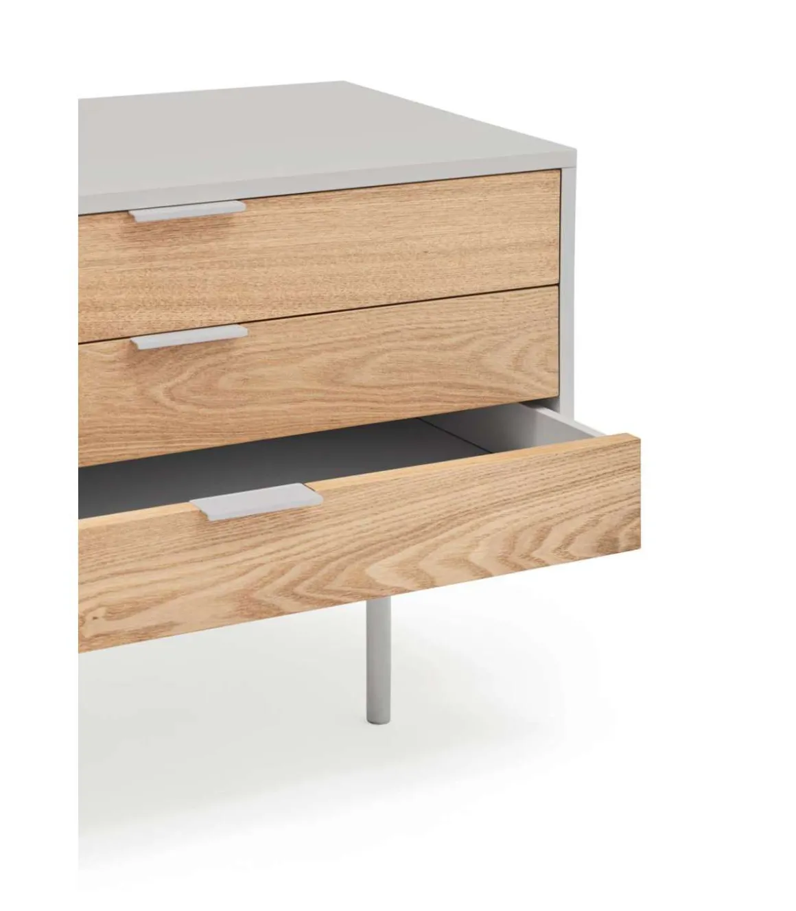 Mueble para televisión modelo Sierra 2 puertas 3 cajones acabado gris claro/roble, 40cm(ancho) 52cm(alto) 180cm (largo)
