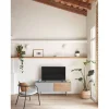 Mueble para televisión modelo Sierra 1 puerta 3 cajones acabado gris claro/roble, 140cm(ancho) 52cm(alto) 40cm (largo)