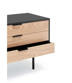 Mueble para televisión modelo Sierra 2 puertas 3 cajones acabado negro/roble, 40cm(ancho) 52cm(alto) 180cm (largo)