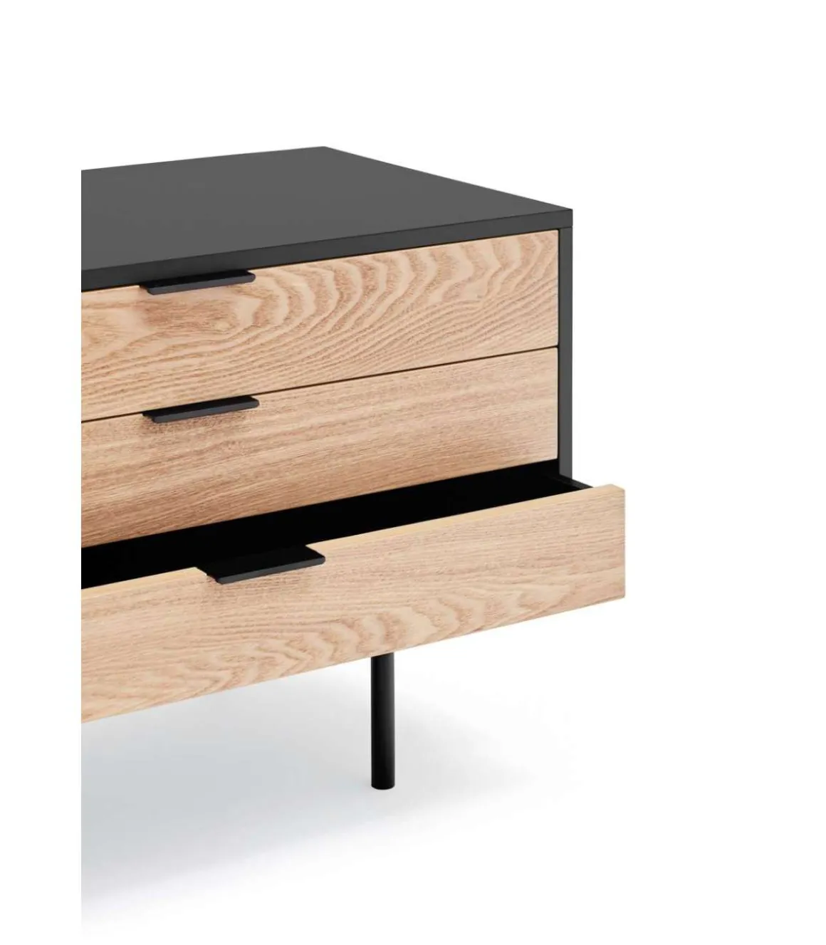 Mueble para televisión modelo Sierra 2 puertas 3 cajones acabado negro/roble, 40cm(ancho) 52cm(alto) 180cm (largo)