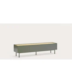Mueble para televisión modelo Arista 1 puerta 2 cajones acabado verde, 40cm(ancho) 45cm(alto) 180cm (largo)