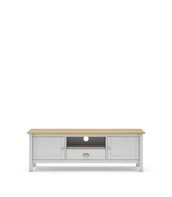 Mueble para televisión 2 puertas 1 cajón Miguel acabado blanco/roble, 53cm(alto) 158cm(ancho) 40cm(largo)