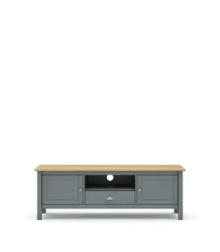 Mueble para televisión 2 puertas 1 cajón Miguel acabado verde kaki/roble, 53cm(alto) 158cm(ancho) 40cm(largo)