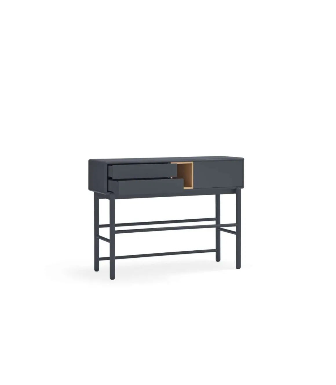 Mueble recibidor modelo Corvo 1 puerta 2 cajones acabado gris antracita, 35cm(ancho) 90cm(alto) 120cm (largo)