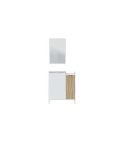 Mueble Recibidor Tempo acabado blanco artik y roble natur. 91 cm (alto) x 77 cm (ancho) x 24 ( fondo)