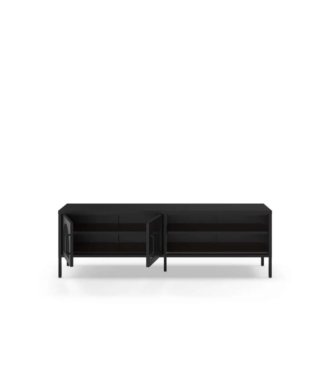 Mueble televisión modelo Dora 2 puertas acabado metal negro, 160cm(ancho) 50cm(alto) 35cm (largo)