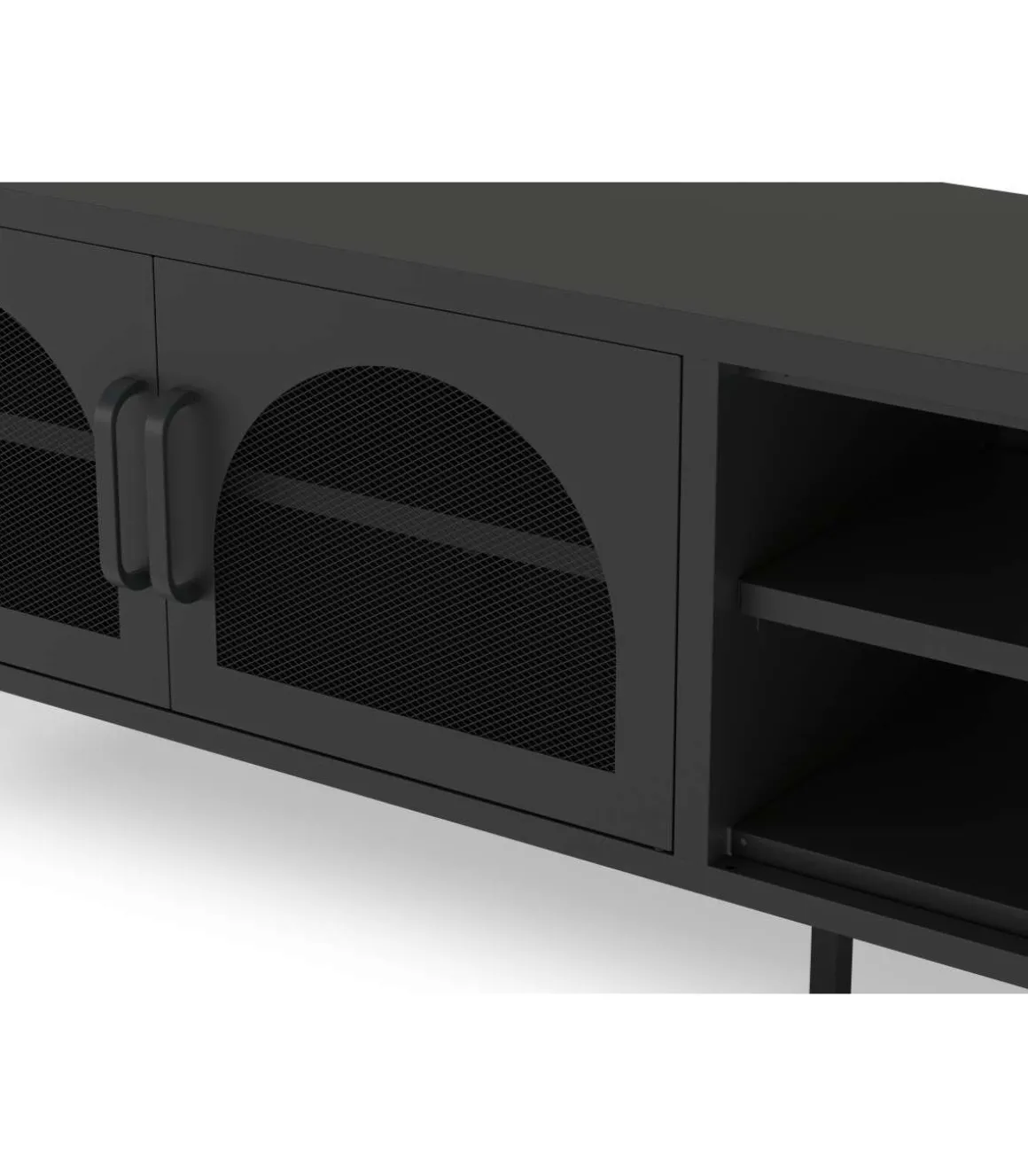 Mueble televisión modelo Dora 2 puertas acabado metal negro, 160cm(ancho) 50cm(alto) 35cm (largo)