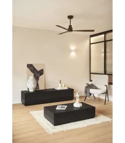Mueble televisión modelo Doric 4 puertas 2 cajones interiores acabado negro, 46cm(ancho) 42cm(alto) 180cm (largo)