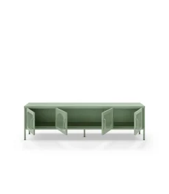 Mueble televisión modelo Toledo 4 puertas acabado metal verde menta, 180cm(ancho) 50cm(alto) 35cm (largo)