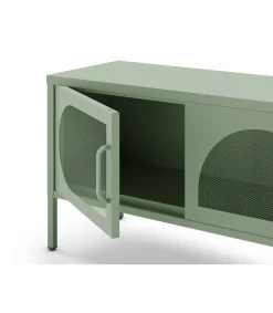 Mueble televisión modelo Toledo 4 puertas acabado metal verde menta, 180cm(ancho) 50cm(alto) 35cm (largo)
