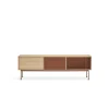 Mueble televisión modelo Yoko 1 puerta 2 cajones acabado roble/teja, 40cm(ancho) 58cm(alto) 180cm (largo)