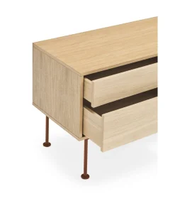 Mueble televisión modelo Yoko 1 puerta 2 cajones acabado roble/teja, 40cm(ancho) 58cm(alto) 180cm (largo)