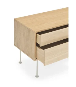 Mueble televisión modelo Yoko 1 puerta 2 cajones acabado roble/crema, 40cm(ancho) 58cm(alto) 180cm (largo)