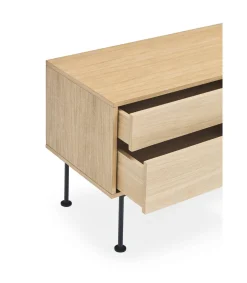 Mueble televisión modelo Yoko 1 puerta 2 cajones acabado roble/antracita, 40cm(ancho) 58cm(alto) 180cm (largo)