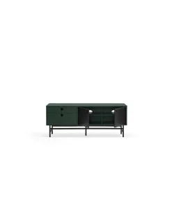 Mueble televisión para comedor modelo Punto 2 puertas 2 cajones acabado verde/negro, 140cm(ancho) 52cm(alto) 40cm (largo)