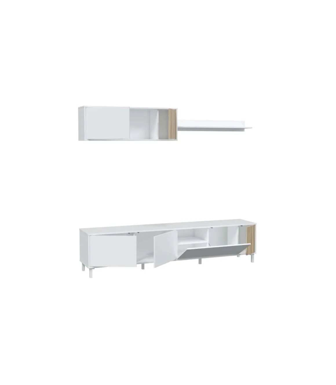 Mueble TV modelo Tempo en natur/blanco. 200 cm (Ancho) x 47 cm (Alto) x 40 cm (Fondo)