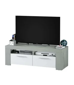 Mueble TV modelo Urbi en cemento y blanco Artik. 120 cm (Ancho) x 40 cm (Alto) x 42 cm (Fondo)