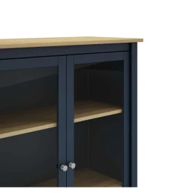 Mueble vitrina para comedor modelo Miguel 2 puertas acabado azul/roble, 40cm(fondo) 110cm(alto) 90cm (ancho).