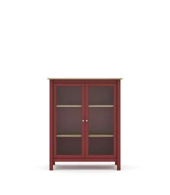 Mueble vitrina para comedor modelo Miguel 2 puertas acabado burdeos/roble, 40cm(fondo) 110cm(alto) 90cm (ancho).