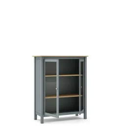 Mueble vitrina para comedor modelo Miguel 2 puertas acabado verde kaki/roble, 40cm(fondo) 110cm(alto) 90cm (ancho).