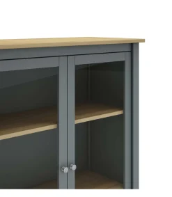 Mueble vitrina para comedor modelo Miguel 2 puertas acabado verde kaki/roble, 40cm(fondo) 110cm(alto) 90cm (ancho).