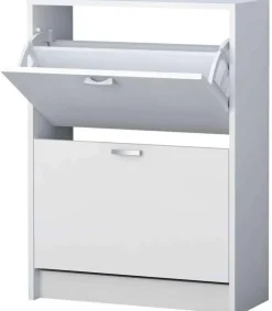 Mueble Zapatero Manila con 2 trampones en blanco. 60 cm(ancho) 81.6 cm(altura) 25 cm(fondo)