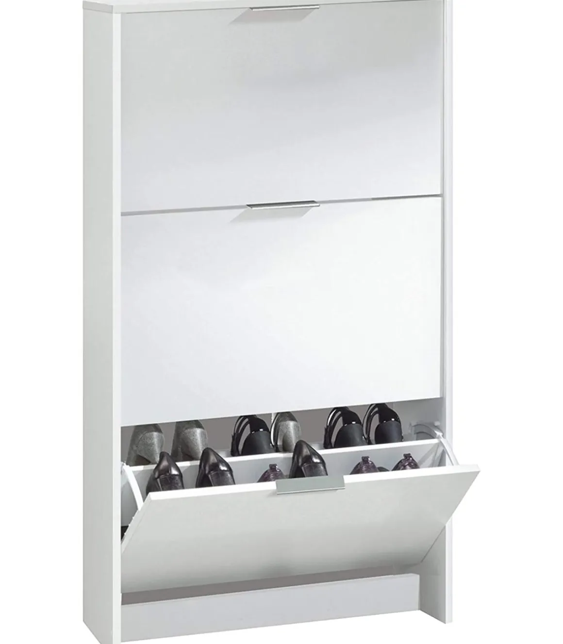 Mueble Zapatero 3 trampones Almanzora acabado blanco, 60 cm(ancho) 113 cm(altura) 22 cm(fondo).