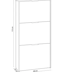 Mueble Zapatero 3 trampones Almanzora acabado blanco, 60 cm(ancho) 113 cm(altura) 22 cm(fondo).