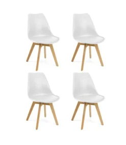 Pack de 4 sillas Md-Nevada acabado en polipropileno blanco, 82.5cm(alto) 48.5cm(ancho) 56cm(largo)