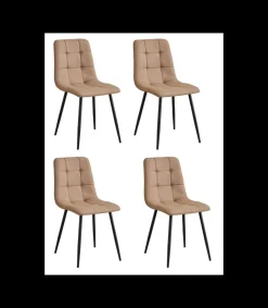 Pack de 4 sillas Md-Portland tapizadas en tejido marrón canela, 88cm(alto) 43cm(ancho) 47.5cm(fondo)