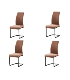 Pack de 4 sillas Md-Tacoma tapizadas en tejido marrón, 100cm(alto) 43cm(ancho) 45cm(fondo)