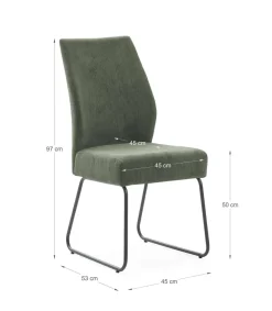 Pack de 4 sillas modelo Alicia tapizado textil verde, 97cm(alto) 45cm(ancho) 62cm(largo)