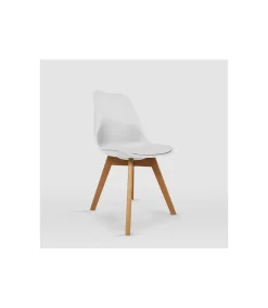 Pack de 4 sillas modelo Dana tapizadas en piel sintética blanco, 48.5cm(ancho ) 82.5cm(altura) 53cm(fondo)