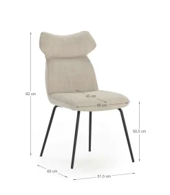 Pack de 2 sillas modelo Dimitri tapizado textil beige, 91cm(alto) 47cm(ancho) 64cm(largo)