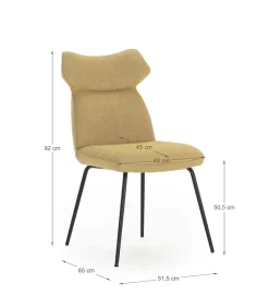 Pack de 2 sillas modelo Dimitri tapizado textil mostaza, 91cm(alto) 47cm(ancho) 64cm(largo)