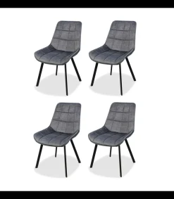 Pack de 4 sillas modelo Jimena tapizadas en textil gris oscuro, 87cm(alto) 52cm(ancho) 45cm(largo)