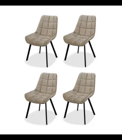 Pack de 4 sillas modelo Jimena tapizadas en textil beige, 87cm(alto) 52cm(ancho) 45cm(largo)